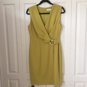 Calvin Klein Yellow-Green Faux Wrap - Gold Belt